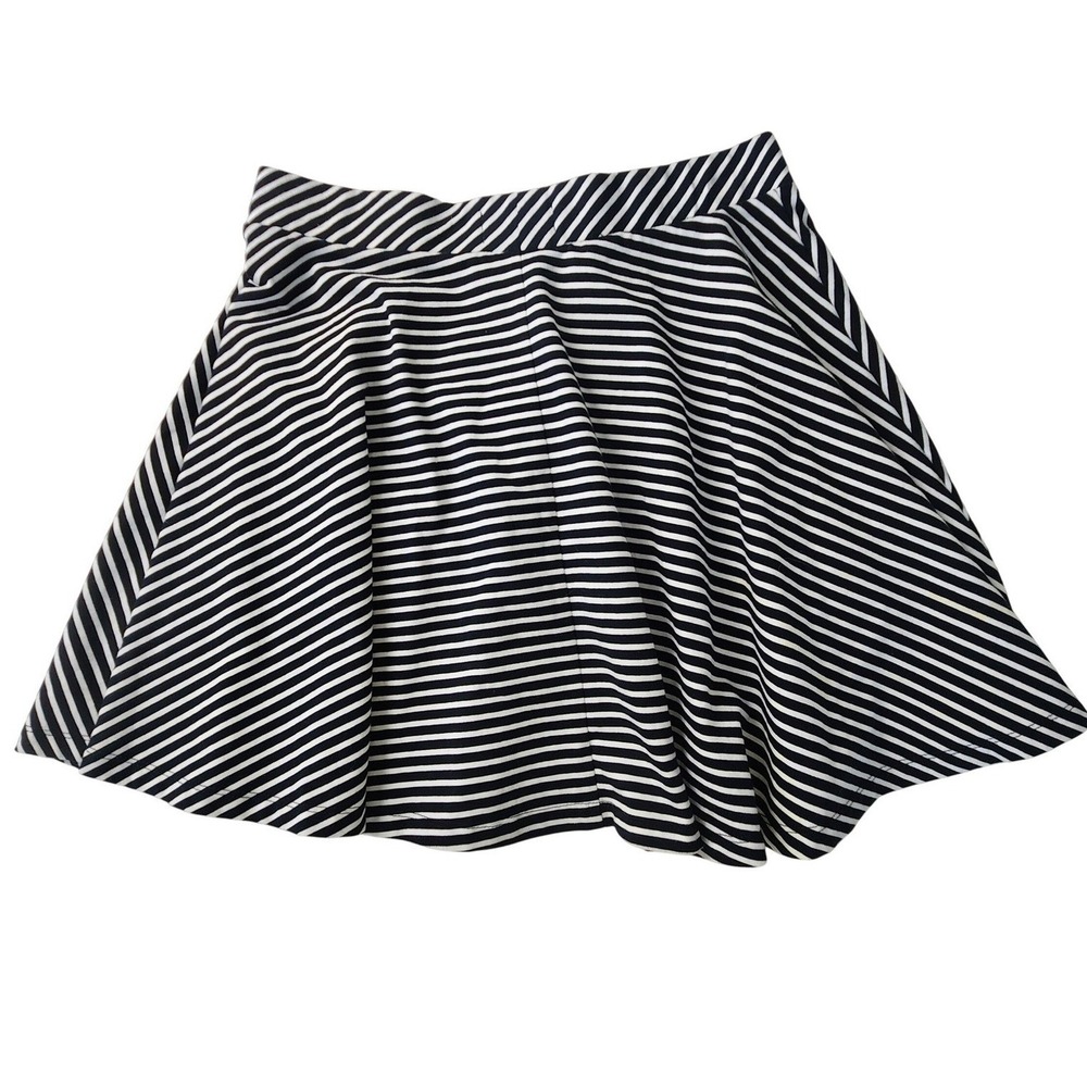 VTG Y2K SO Heritage Womens Large Striped Skater Skirt Black & White Mini Skirt